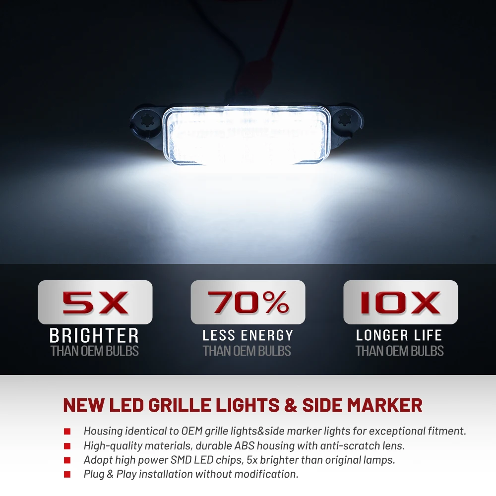 3PCs White LED Center Hood Scoop Lights For 2021-2026 Ram 1500 TRX Models Grille Panel Insert Garnish Driving Marker Lights