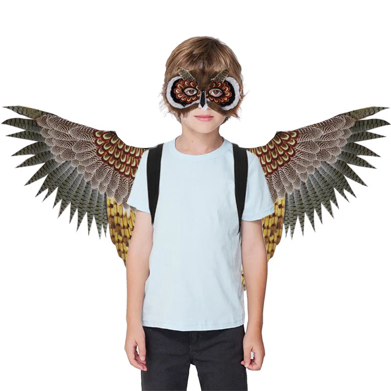 Owl Costume Kids Halloween Cosplay for Children Boy Girl Bird Dress Up Wings Mask Party Clothes Stage Wear Performance Suit New