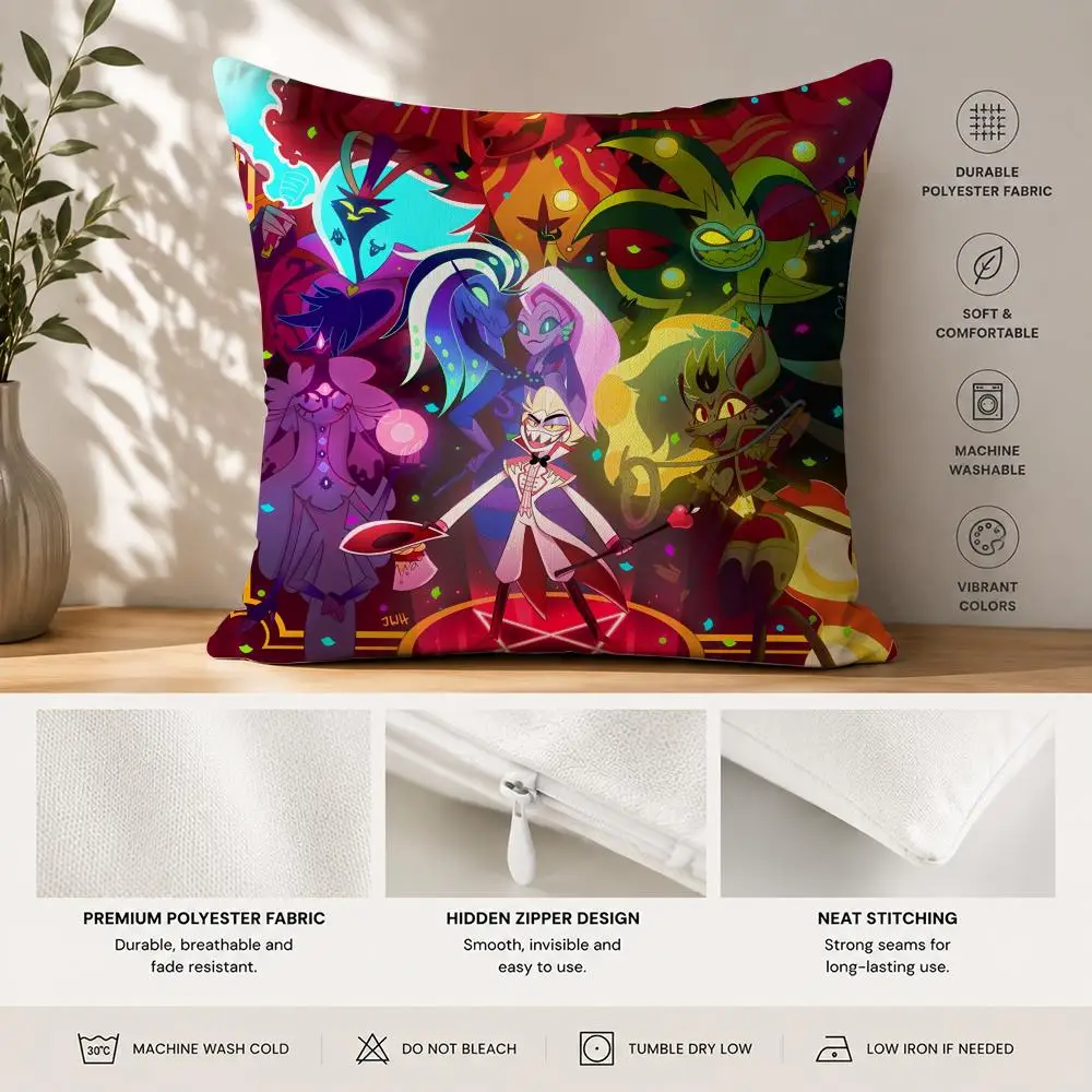 A-Alastor Angel Dust Vaggie Cushion Cover 40x40cm Square Decorative Sofa Cushion Cover Bedroom Living Room Home Decor Gift