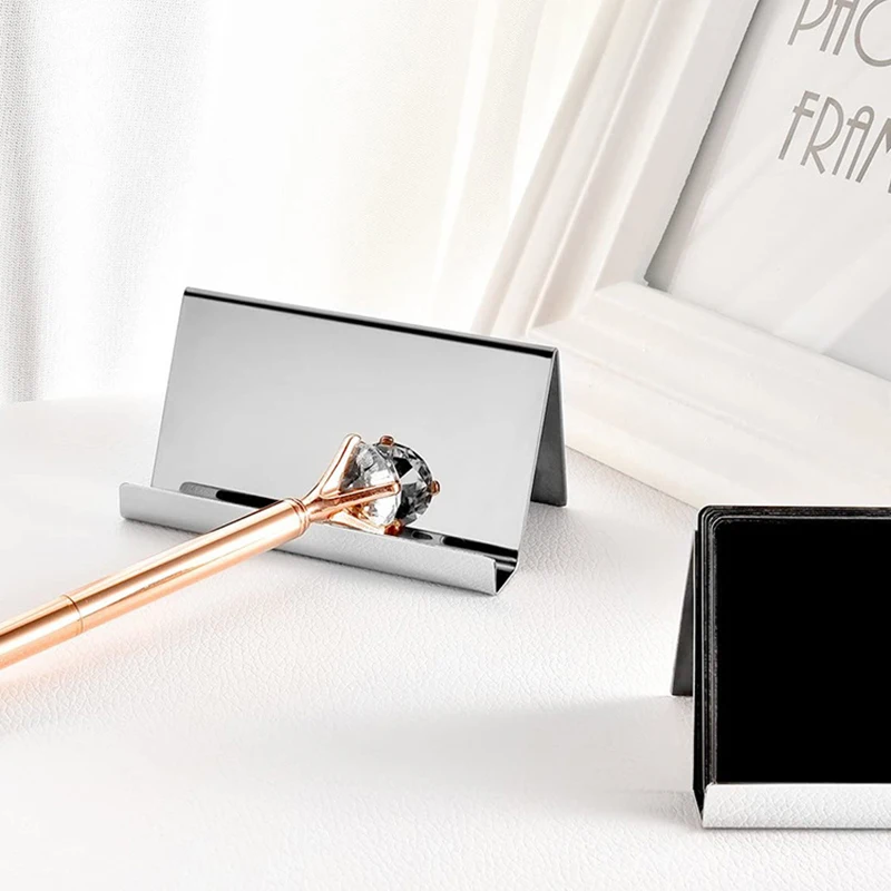 Visitekaartje Naam Label Display Rek Desktop Tafel Organizer Rvs Stalen Kaart Naam Stand Rek Kantooraccessoires