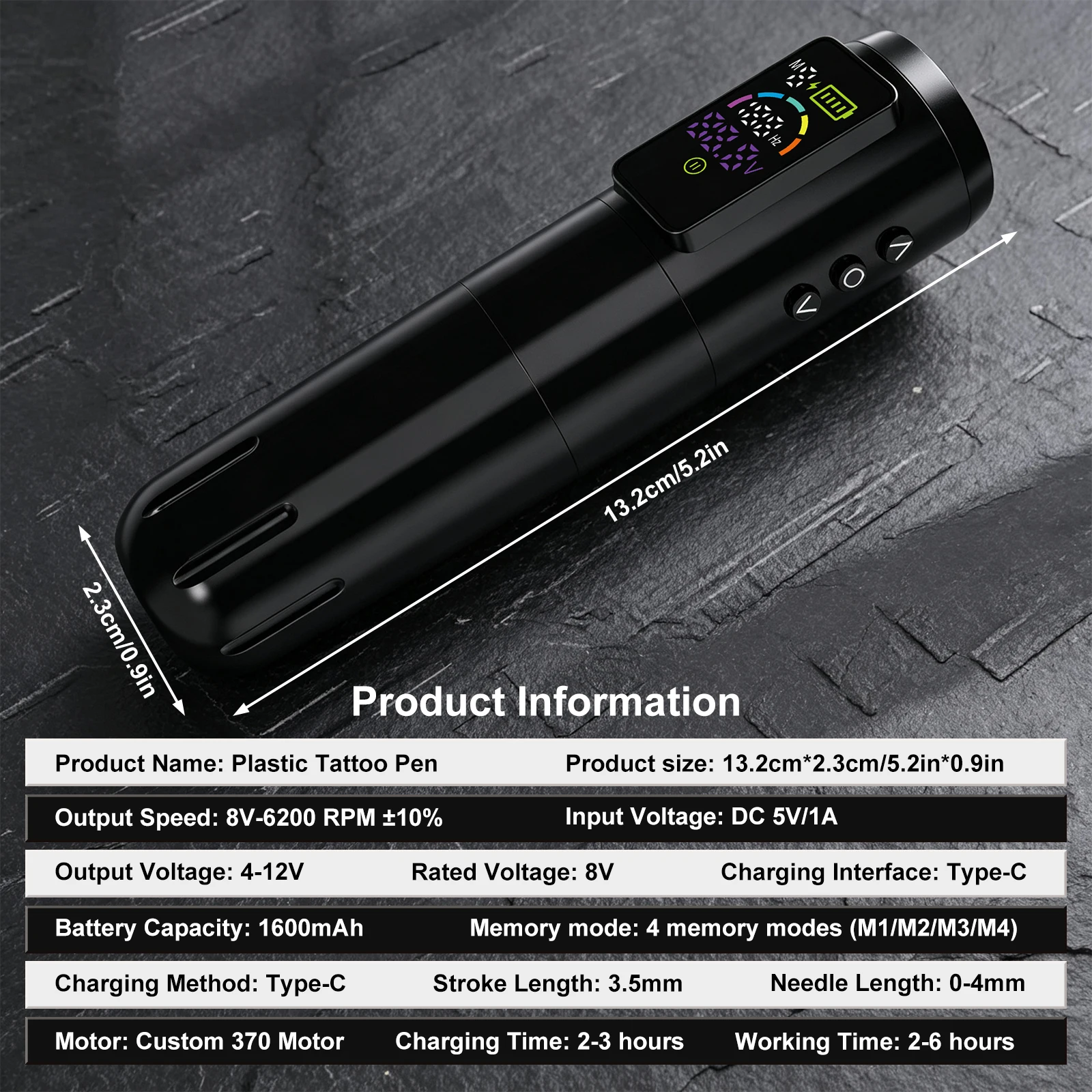 Yilong Wireless Tattoo Machine Rotaty Pen Kit 1600mAh Color Screen Capacity Battery  For Permanent Makeup Tattoo Needles GunKit