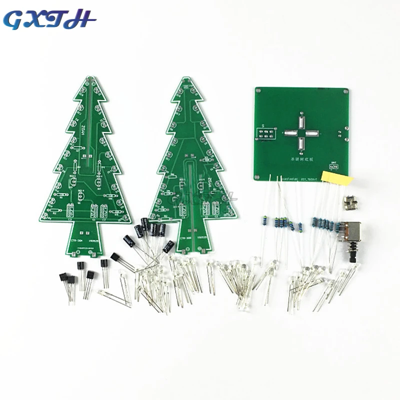 DIY Electronics Kit 3D Christmas Tree RGB Flash Circuit Board Soldering Practice Assembly Kit