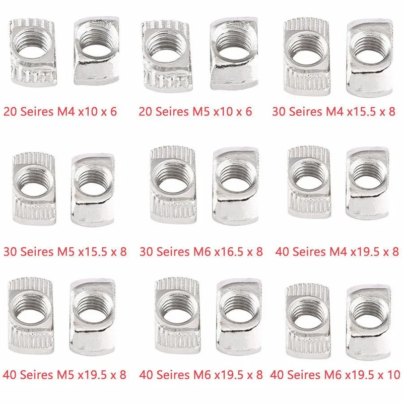 10-20Pcs T Slot Nut M4 M5 M6 M8, Hammer Head T-Nut for 20 30 40 Series Aluminum Profile Extrusion, Carbon Steel Fastener
