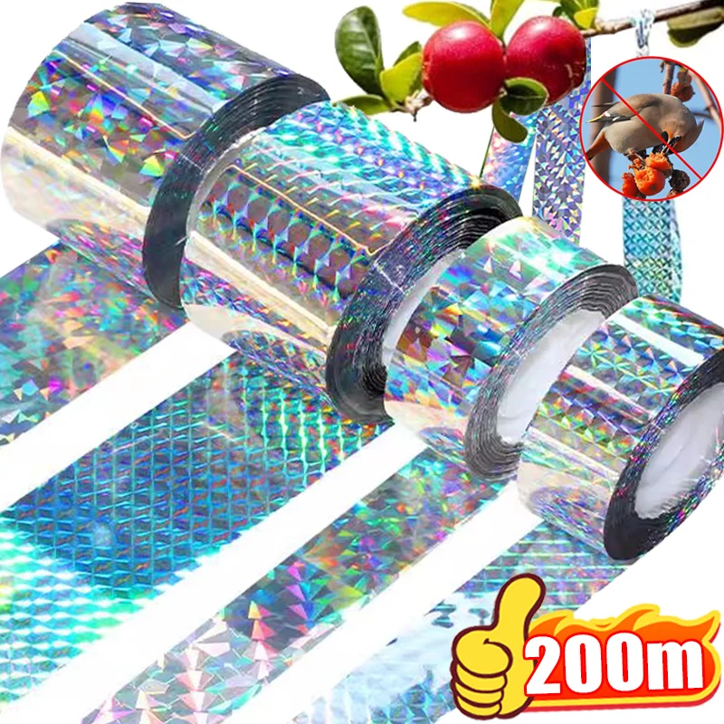 

Светоотражающая лента для отпугивания птиц, голуби, двусторонняя пленка для вспышки, лазерная лента для защиты от птиц, для открытого сада, сада