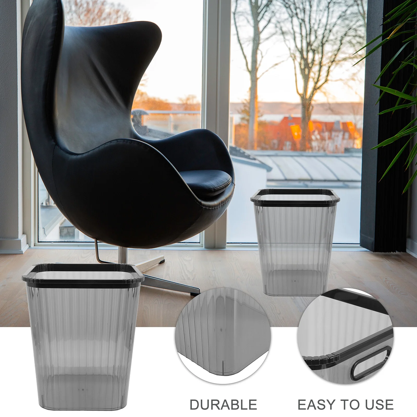 

Clear Trash Can for Bedroom Living Room Office Pet Plastic Waste Basket Multi-Function Storage Holder Flower Vase Small Slim