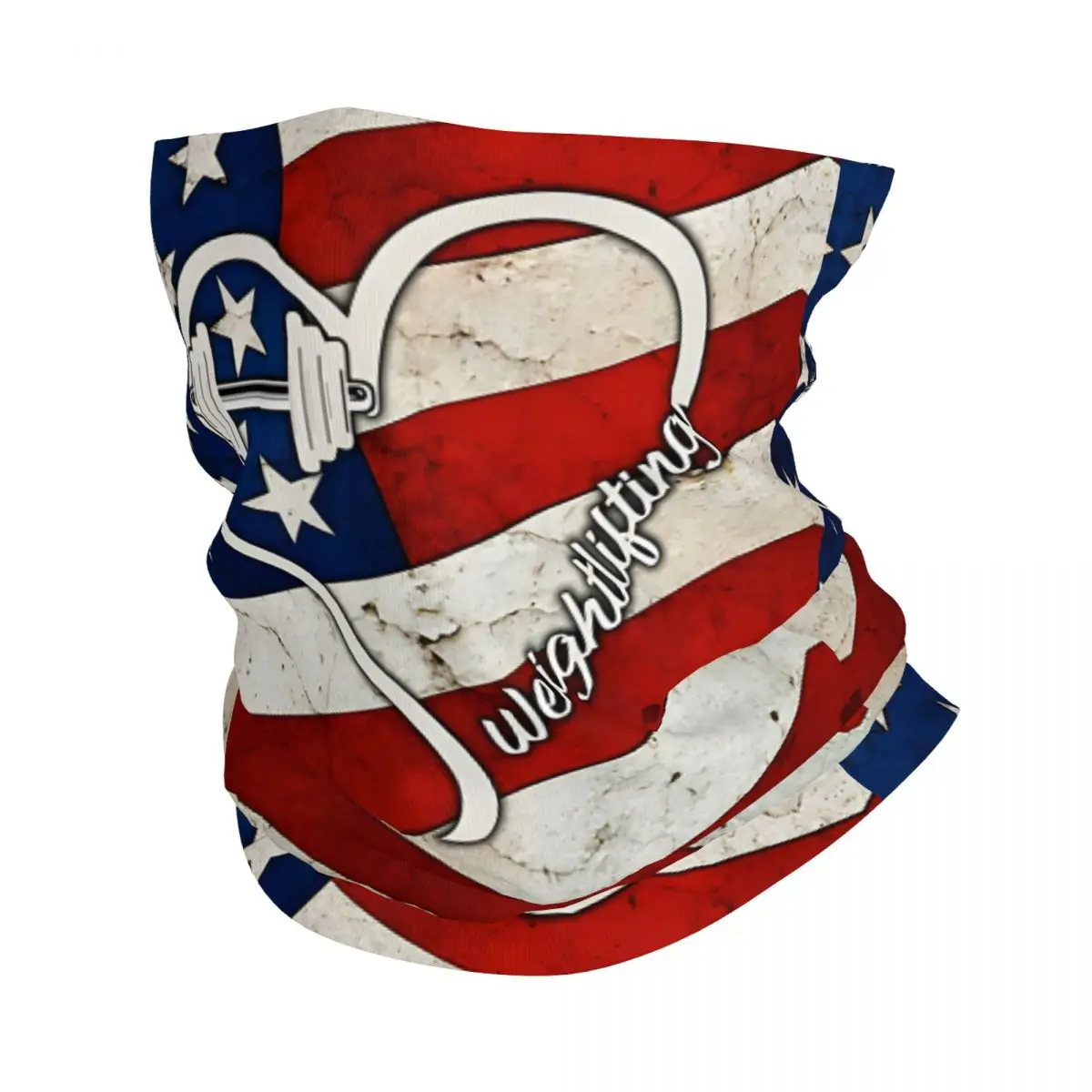 Weightlifting American Flag Scarf Neckerchief Neck Face Mask Polyester