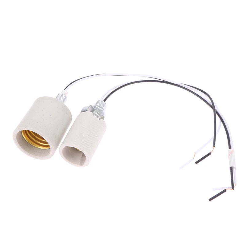 1Pc E14/E27 Ceramic Screw Lamp Holder LED Light Heat Resistant Adapter Home Use Round Socket For Bulb Base With Cable