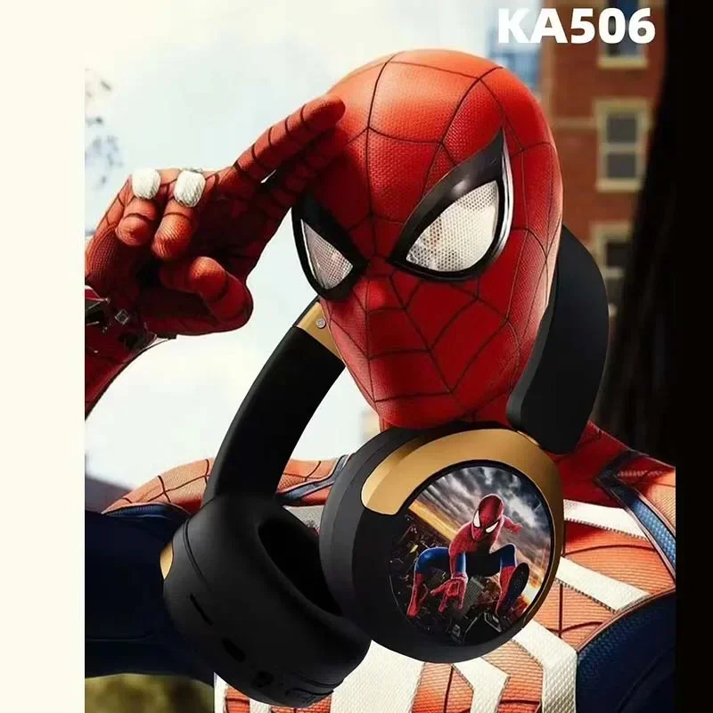 Disney Headphones Bluetooth Foldable Spider Man Wireless Headsets Stereo Sound Earphones for Marvel Kids Anime Cartoon KA506