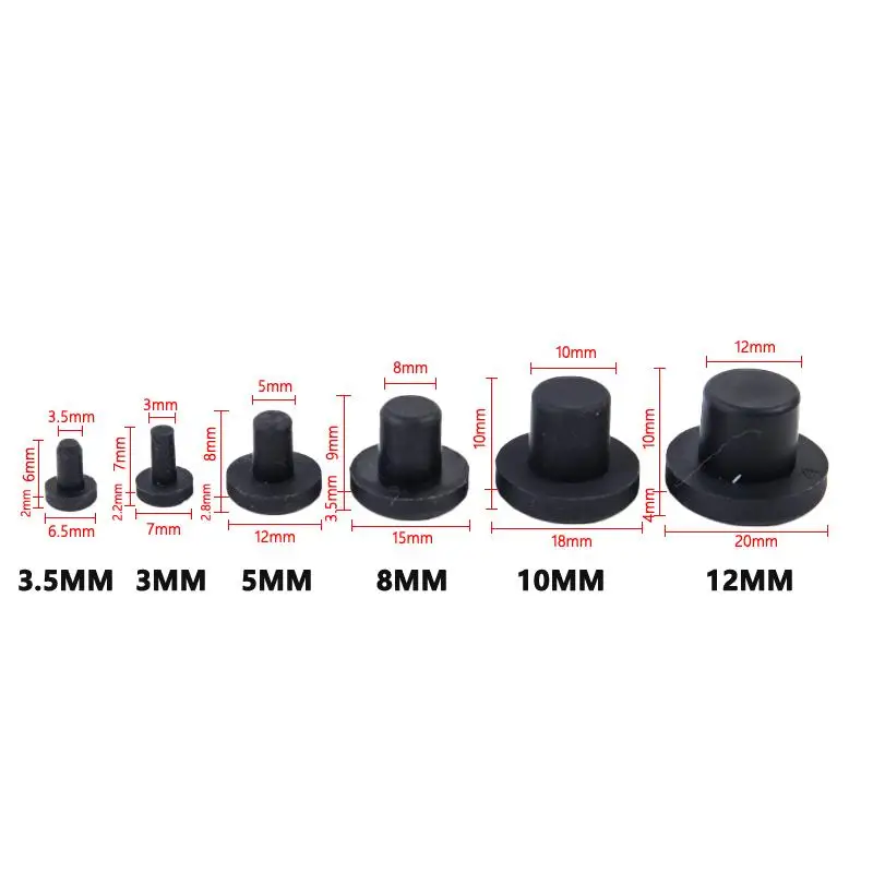 10Pcs Rubber Hole Caps 3-12mm High Temp Seal Plugs for Electrical Box Pipe Ends Industrial Machinery
