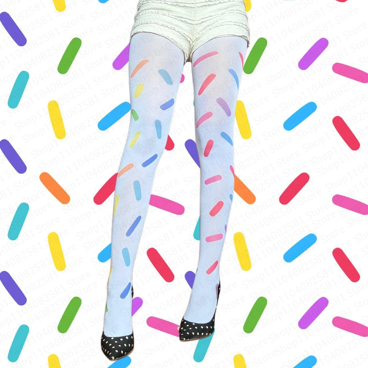 Kawaii cute retro 2000s dopamine color printed women's jumpsuit Japanese sweet Kawaii slim Lolita white thigh high socks Emo