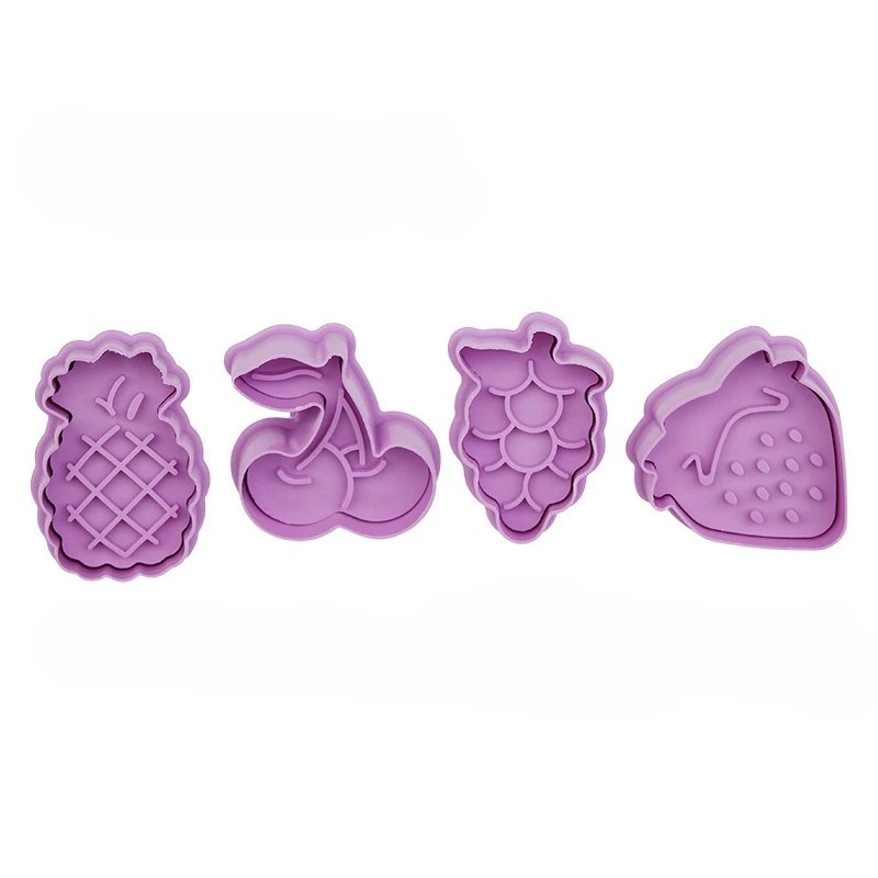 4/8Pcs/Set Fruits Biscuit Mold Animal Lamb Pineapple Strawberry Grape Shape Cookie Cutter Stamp Fondant Cake Decoraiton Tools