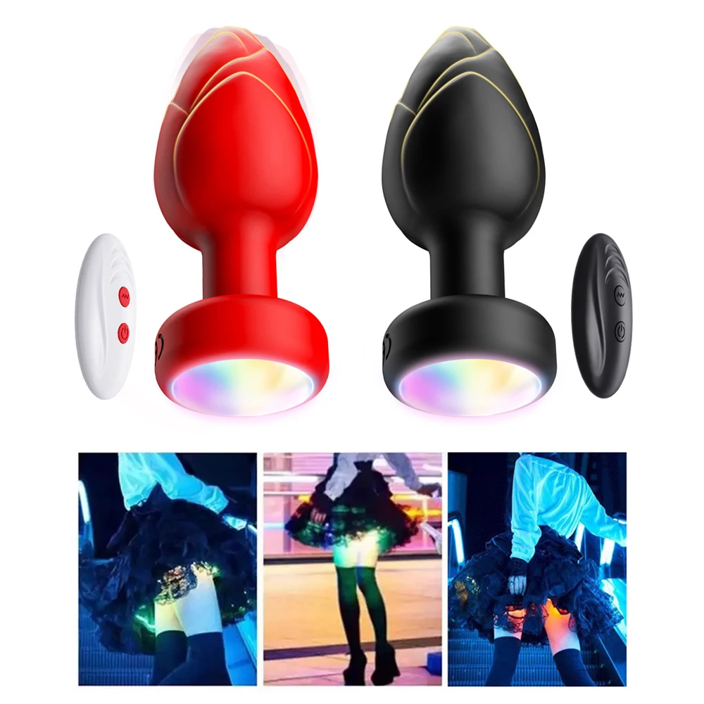 Vibrador de silicone para homens e mulheres, controle remoto sem fio, vagina, bunda, masturbador, massageador de próstata, brinquedos sexuais, base de luz LED