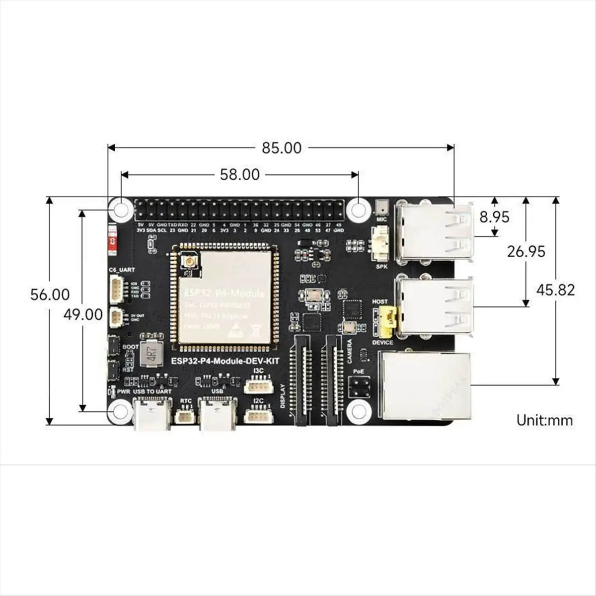 

(A26M) Плата разработки ESP32-P4 ESP32-C6 с модулем RISC-V WiFi6 MIPI CSI для дисплея DSI / Ethernet RJ45 / микрофона / аудио
