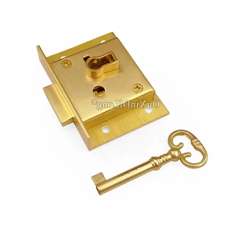 

Classic 2PCS European Pure Brass Drawer Locks Antique Cupboard Hidden Desk File Cabinet Locks Brass Furniture Locks + Key
