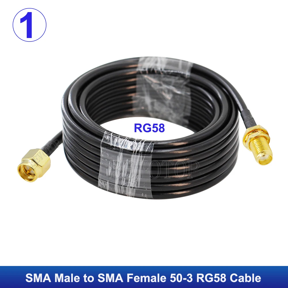 1Pcs RG58 Cable SMA Male to SMA Female Connector WiFi Antenna Extension Cord 50-3 SMA RG-58 RF Coaxial Pigtail Jumper Cable