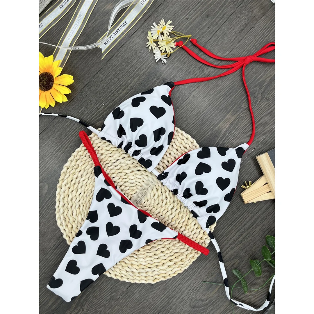 Love Printed Extreme Mini Micro Thong Bikini Damen Bademode Zweiteiliger Bikini Badeanzug Badebekleidung Schwimmen V5073 – Detail 18