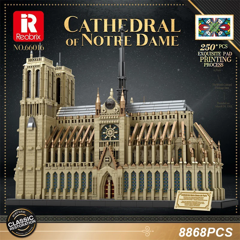 

8868PCS World Architecture Notre Dame Cathedral Gothic House Buildings Sets High simulation City Modular Building Blocks Gifts