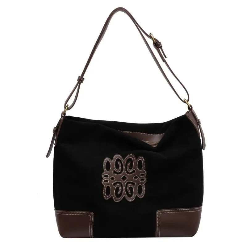 سعة كبيرة حقيبة حمل نسائية رائجة البيع للموسم موضة جديدة للخريف والشتاء حقيبة تسوق مخملية بكتف واحد للركاب #5