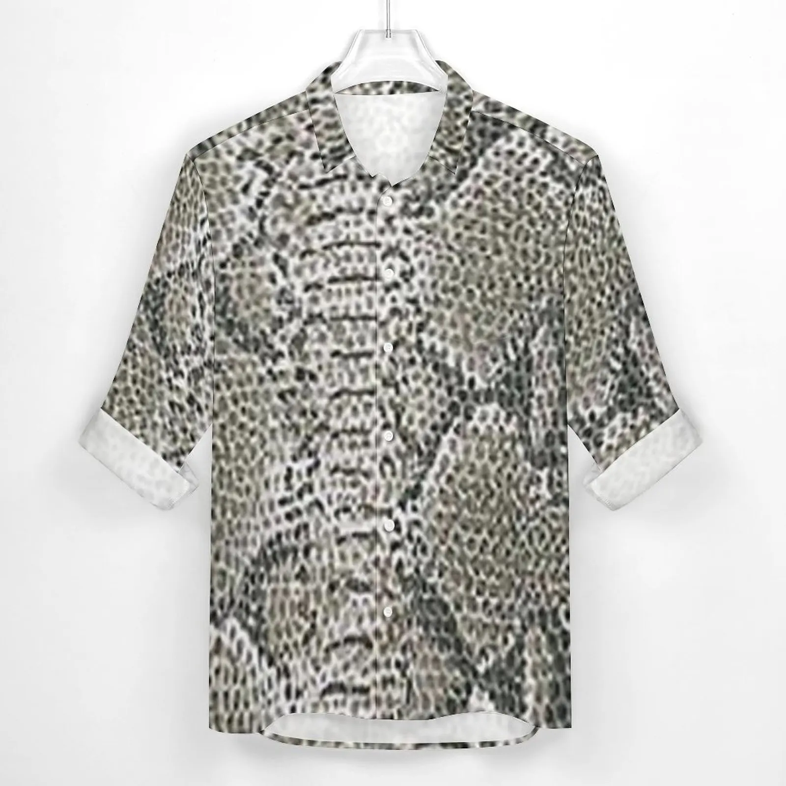 Snakeskin Print Shirt Rattlesnake Skin Casual Shirts Long Sleeve Graphic Funny Blouses Spring Loose Oversized Tops