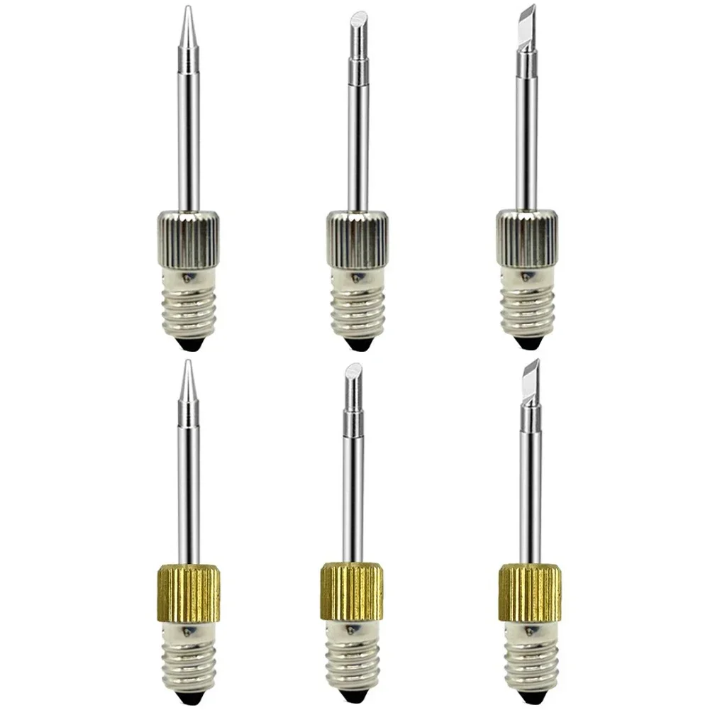 6pcs Soldering Iron Tips E10 Interface Electric Soldering Needle Tip Replacement For Point/line And Drag Soldering/wire Tinning
