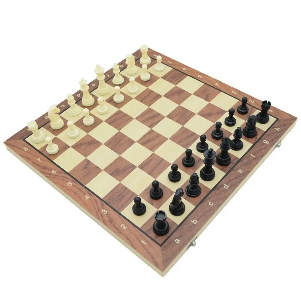 Chessboard Solid Wooden International Chess Magnetic Standard Educational Chess Game Set Improve Intelligence Foldable