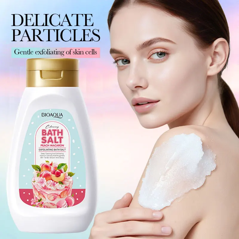 

430g BIOAOUA Peach Macaron Cake Exfoliating Bath Salt Cleansing Moisturizing Skin Care Body Bath
