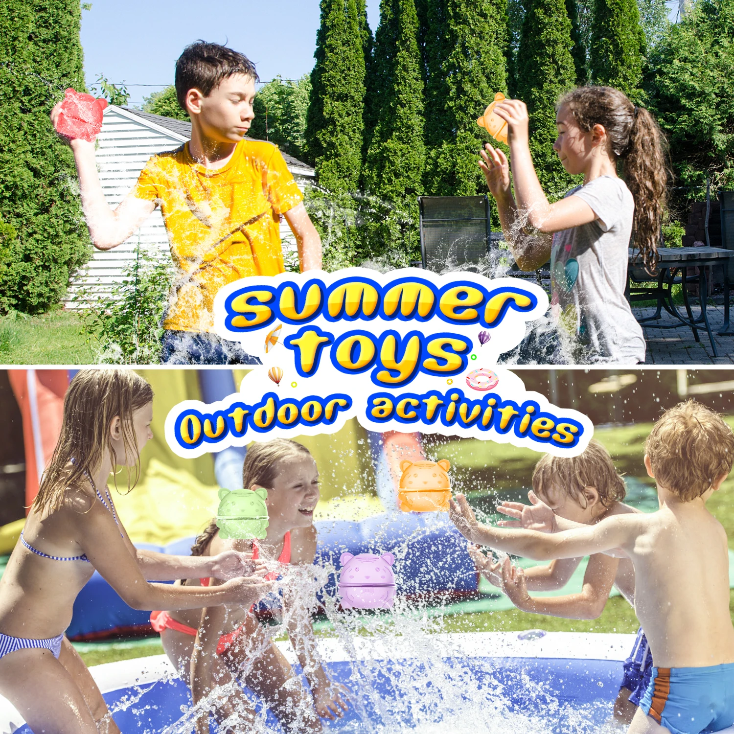 Magnetic Reusable Water Balloons Refillable Self Sealing Quick Fill Splash Water Balls Bombs Beach Pool Summer Toys For Kids