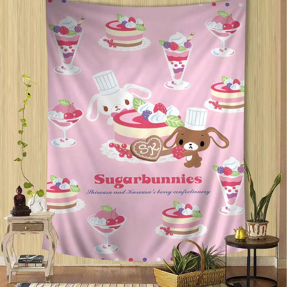 S_sugarbunnies Anime Kawaii Cartoon Tapestry Bohemian Wall Tapestries Mandala Wall Hanging Sheets