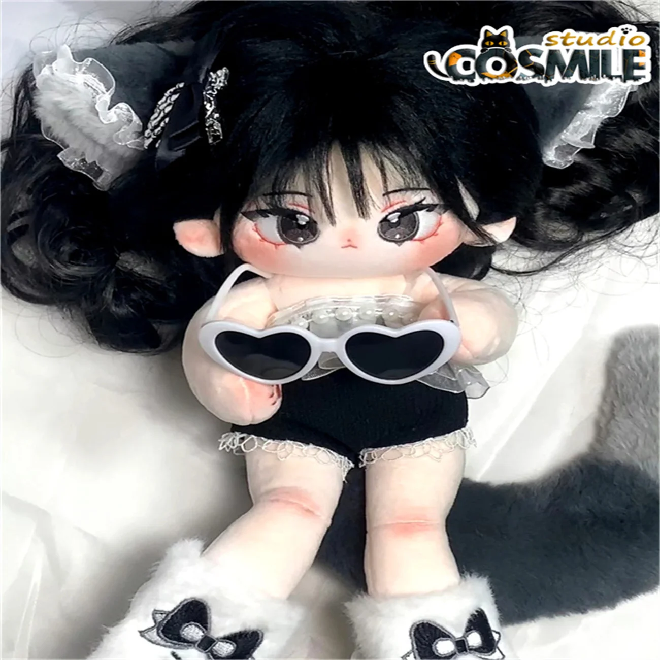 Idol Star Witch Mermaid Princess Cool Girl Long Black Hair Stuffed Plushie 20cm 30cm Plush Doll Body Toy Gift Gandie