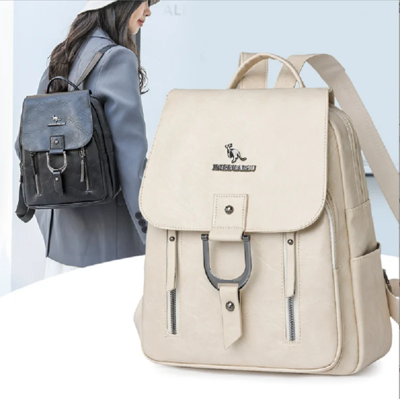 

New Women's Fashion Luxury High Quality Leather Backpacks Large Capacity Travel Shoulder Bags Totes Crossbody Backpack Schoolbag