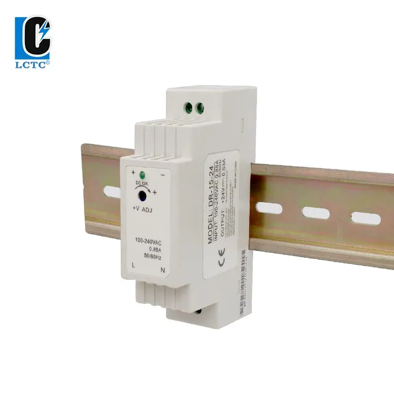 15W 5V 12V 15V 24V tensione di uscita serie DR-15 0.63A 1A 1.25A 2.4A tipo di guida trasformatore di alimentazione a commutazione di piccolo Volume