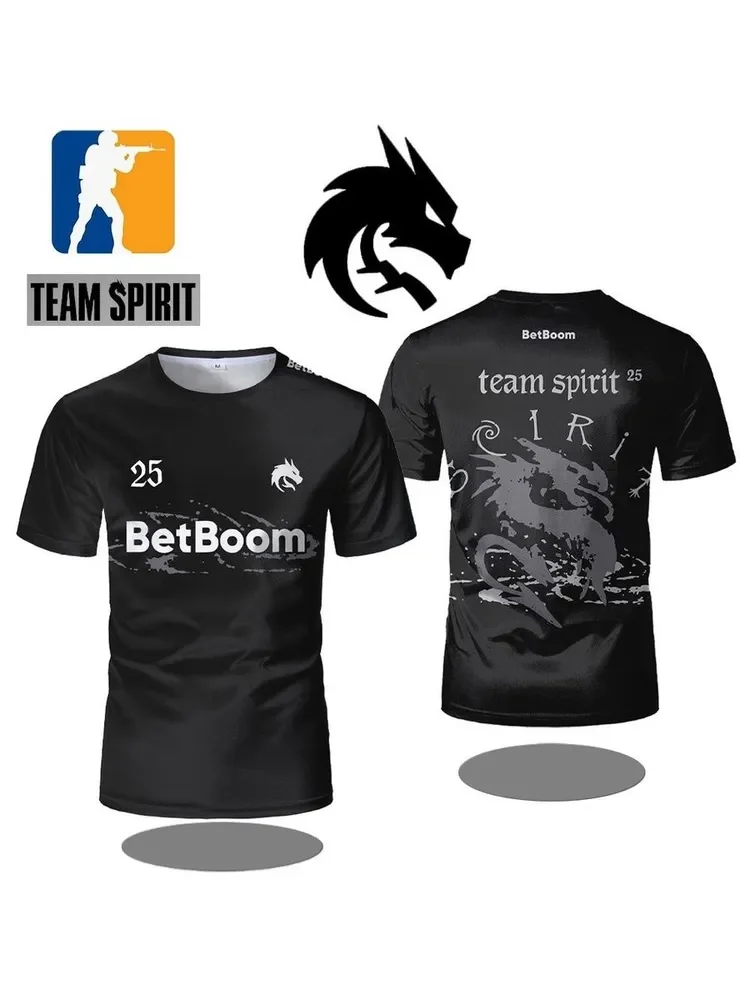 Donk Jersey T-shirt 25-26 New CS2 Esports CSGO Spirit Team Training T-shirt Unisex Streetwear Summer Oversized Gamer Fan Uniform
