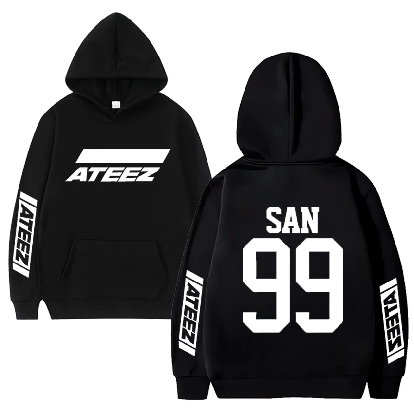 Camisola de manga comprida unissex, Kpop ATEEZ Album Hoodies, pulôver extragrande, velo Y2K Harajuku, alta qualidade, nova moda, homens e mulheres