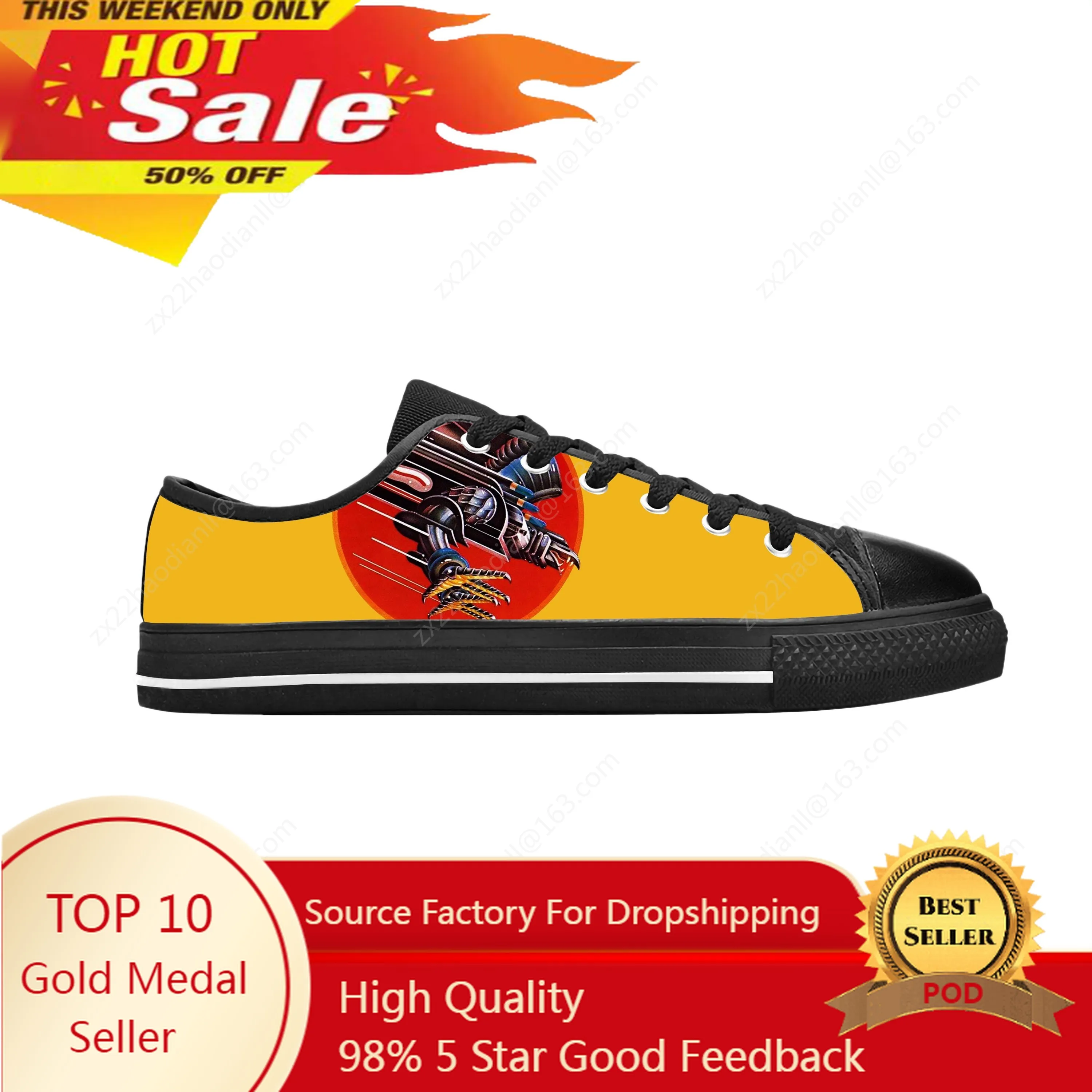 

Judas Priest Heavy Metal Rock N Roll Band Hip Hop Casual Cloth Shoes Low Top Comfortable Breathable 3D Print Men Women Sneakers