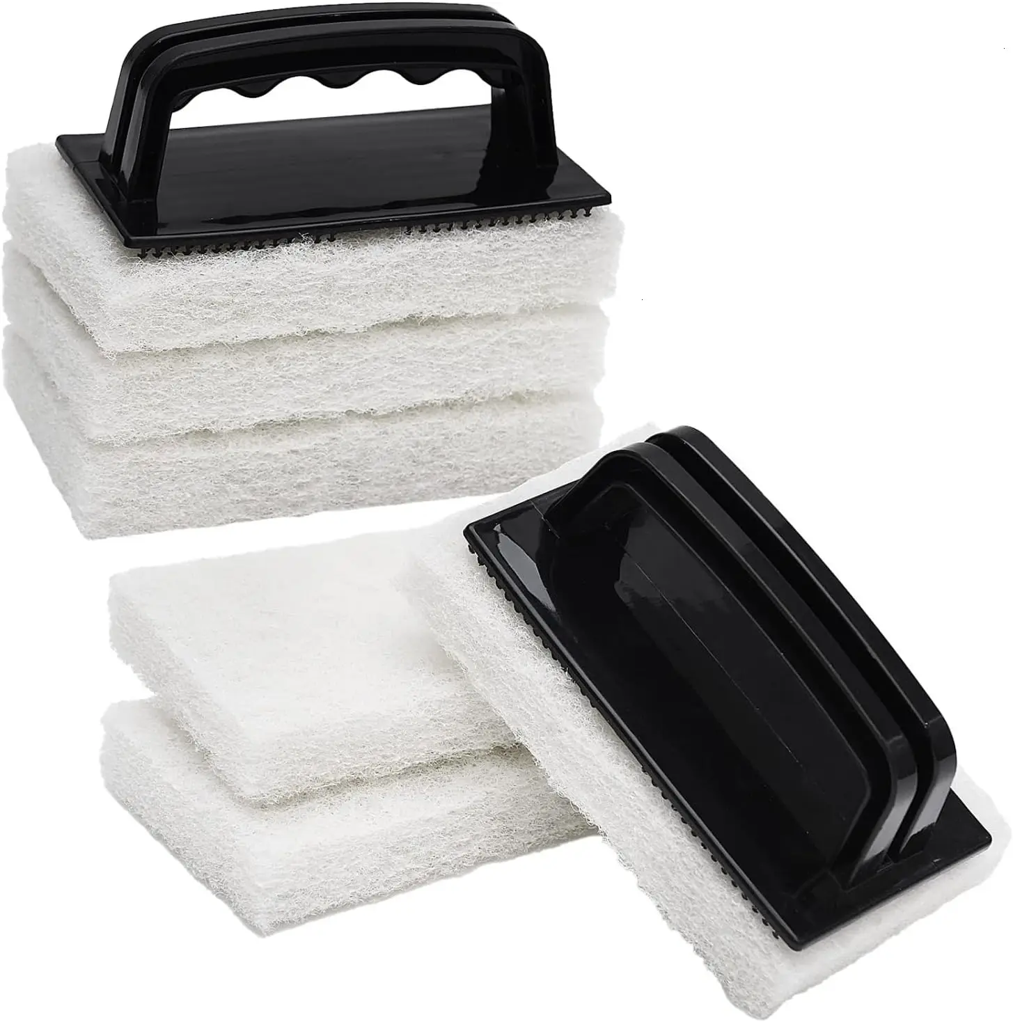 

Non-Scratch Scrubber Set with Handle, 6 Reusable Pads for Bathtub, Tile, Pool