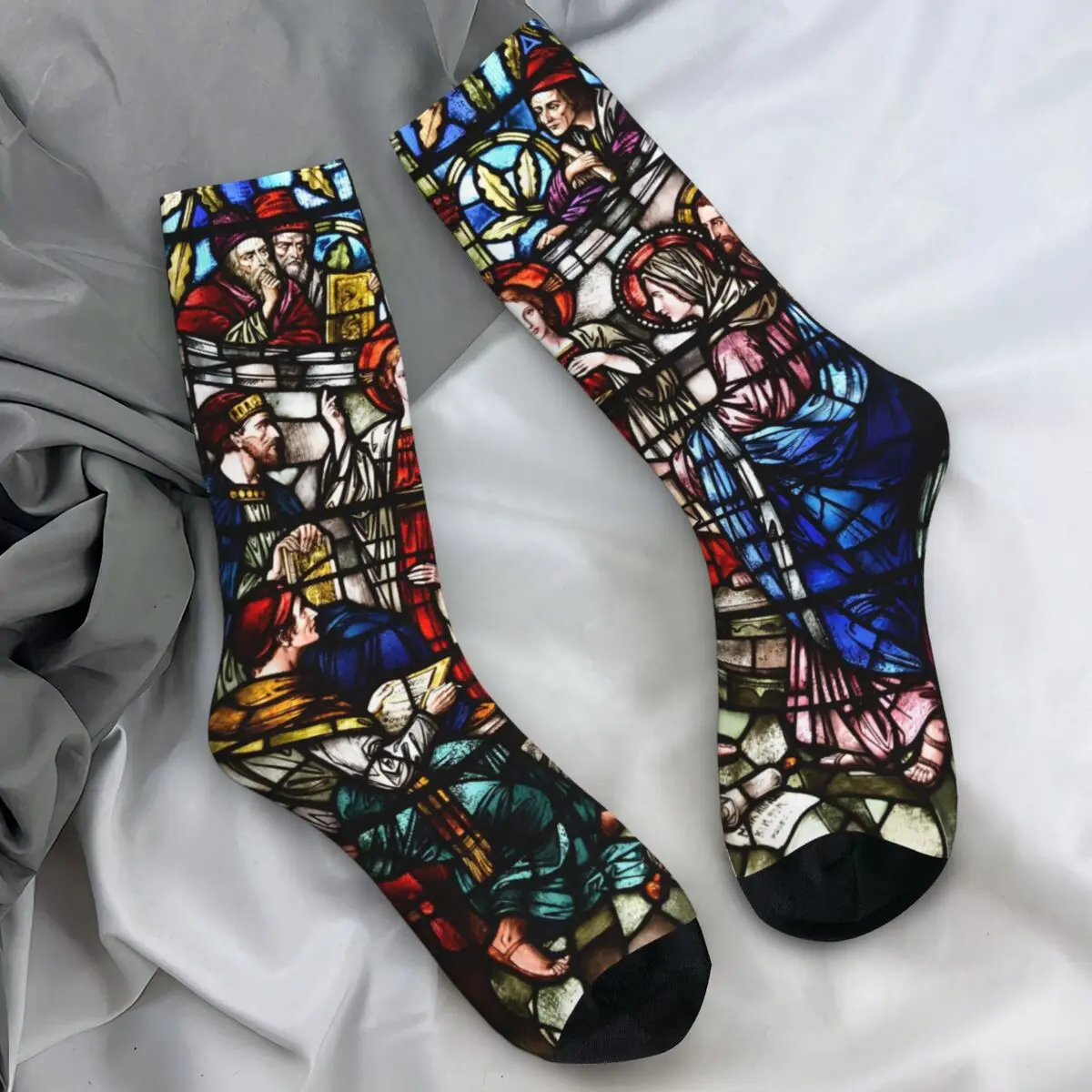 Adults Men Socks Window Depicting Stockings Winter Gothic Quality Socks Graphic Running Sports Non Slip Socks