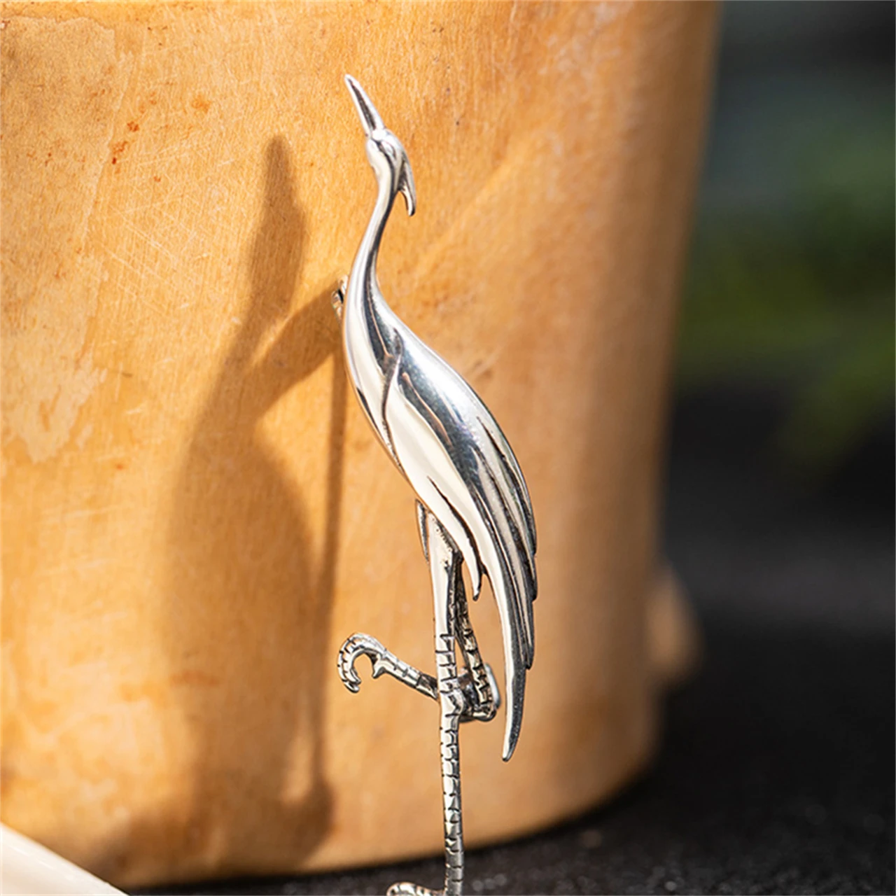 MeiBaPJ(New) 925 Sterling Original Design Red-Crowned Crane Needle Lapel Dress Brooch Men and Women Fine Charm Party Jewelry