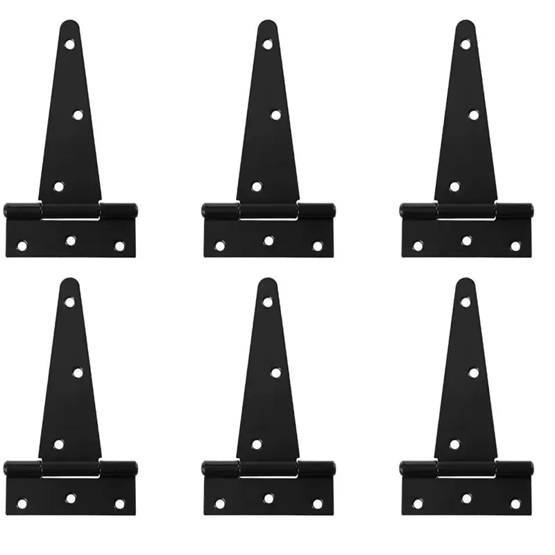 DT17 6 Pcs T Hinges, Heavy Duty Gate Hinge, 2.2mm Thickness Weather Resistant, Barn Door Hinge with Screws, for Outdoor Shed