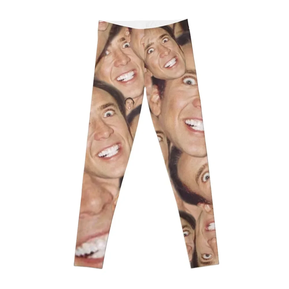 

Nicolas Cage Face Collage Design Leggings high waist for girls Womens Leggings