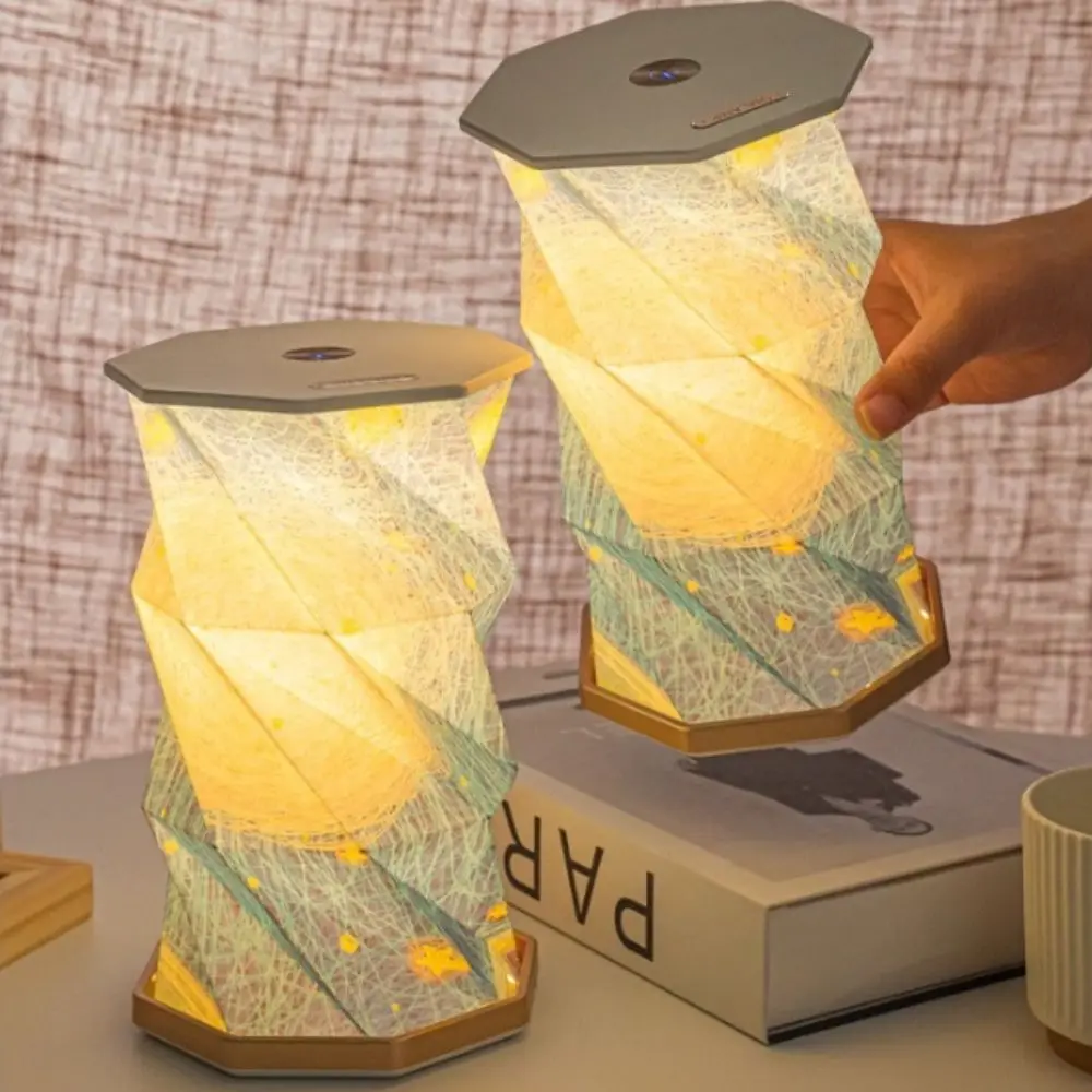 Luz de noche estrellada de diseño portátil, arte creativo, papel plegable, luz LED de papel, patrón de cielo estrellado, luces de escritorio