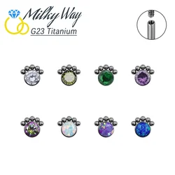 G23 Titanium Nose Stud Colorful Zircon Opal Luxury Labret Lip Rings Helix Piercing Earrings Fashion Daith Jewelry