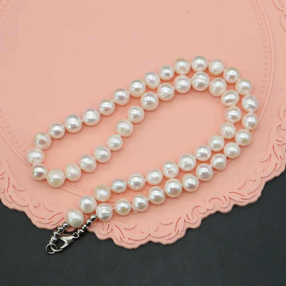 Round Natural Freshwater Screw Pearl With Silver Lobster Clasp Design Necklace For Fashion Woman Gift Giving Daily Wear 7-8mm