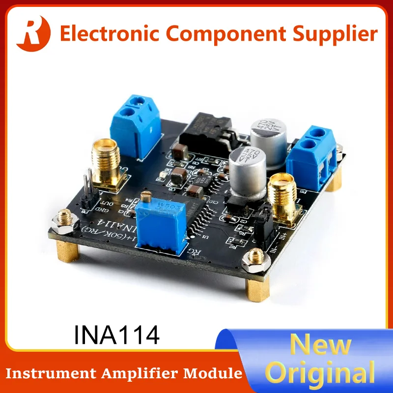 New INA114 Instrument Amplifier Board Module 1000 Times Gain Adjustable Single Power Supply Single-ended Differential Input