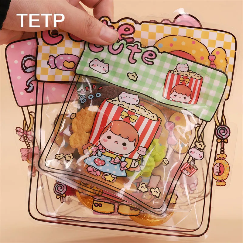 TETP 50Pcs Sealed Packaging Bag for DIY Baking Cookie Biscuit Girl Snack Candy Chocolate Snowflake Crisp Transparent Bag