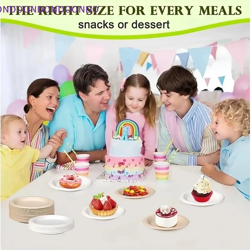 Eco-Friendly Disposable Circular Paper Plates 50Pcs 6/7/8/9 Inch for Graduation Ceremony Catering Outdoor Picnic