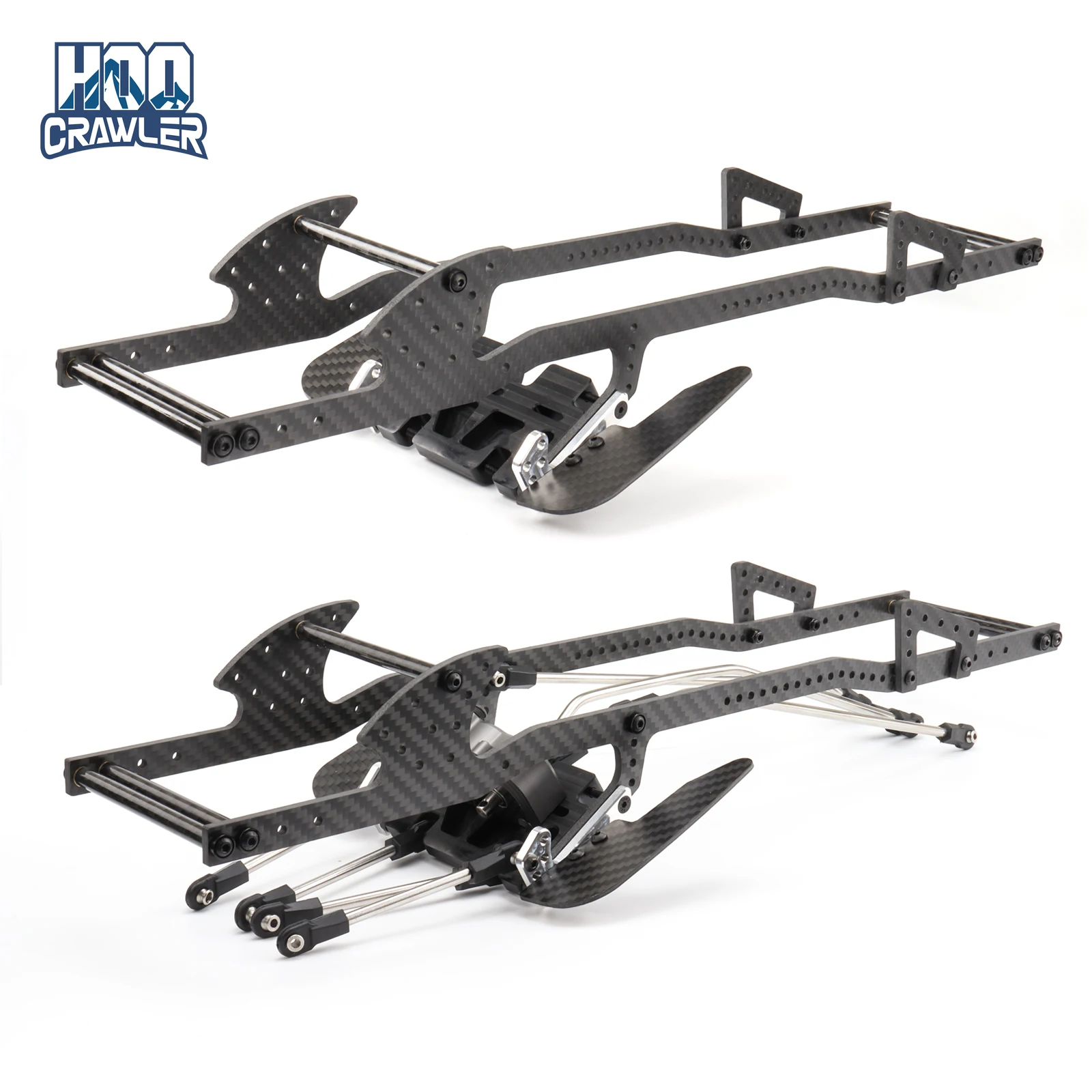 

lcg Carbon Fiber Frame Rail LCG Chassis Kit with Ultralight Portal Transmission Skid Plate for 1/10 RC Crawler Capra SCX10