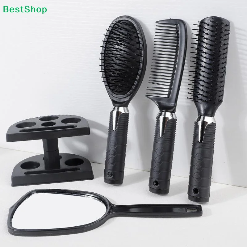 

5 Piece Hair Brush And Mirror Set With Anti Static Bristles Air Cushion Curly Comb Perfect For Daily Hair Styling Home Salon