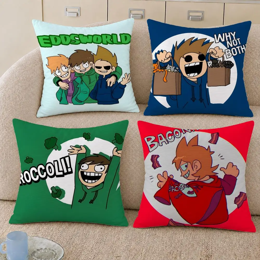 Cartoon Eddsworld Edd Tom Tord Matt Cushion Cover Decorative Pillowcase Soft Short Plush Cozy Durable Sofa Home Decor Items Gift