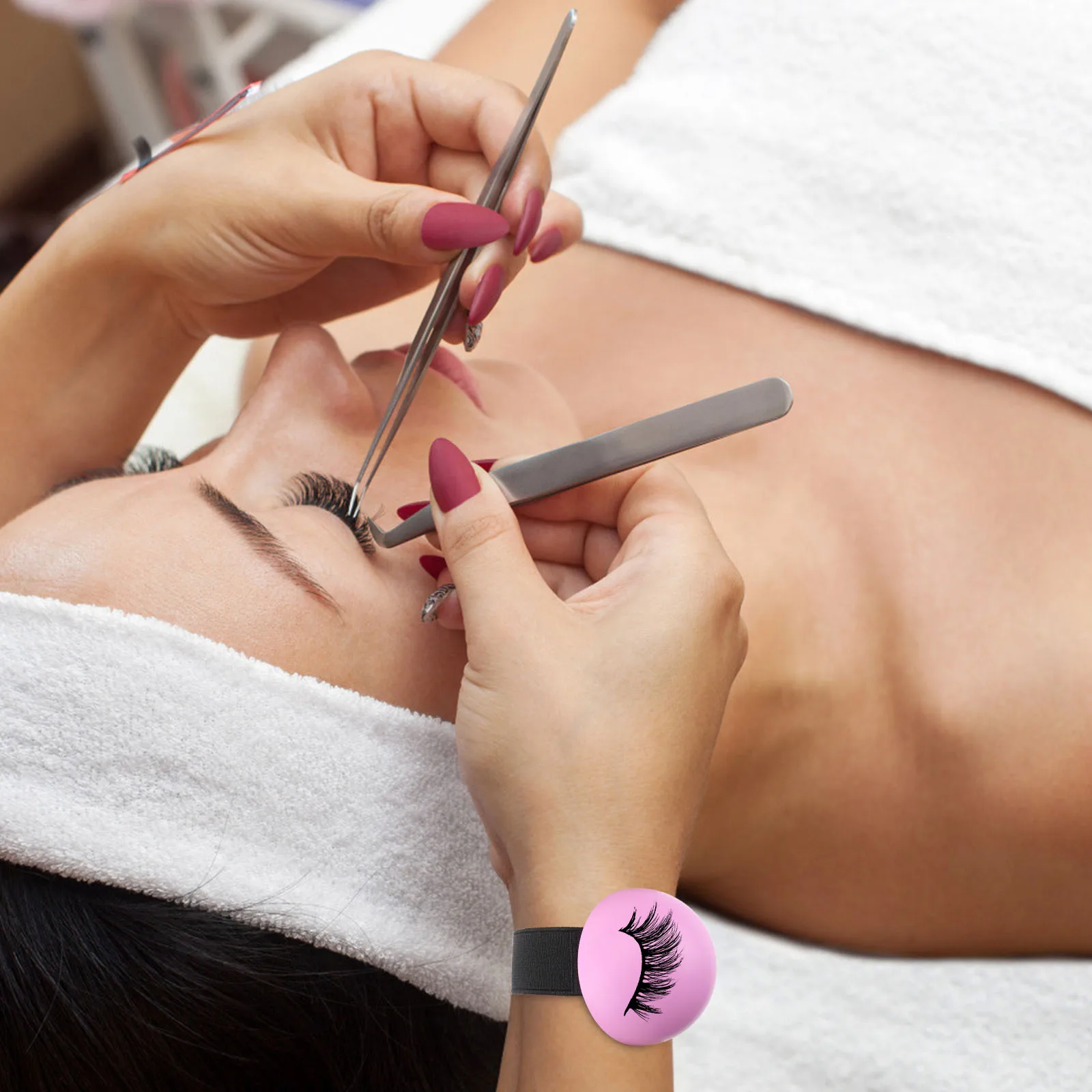 1 conjunto de palete de cílios postiços portátil, fácil limpeza, superfície lisa, bandeja de exibição de cílios com alça ajustável para enxerto confortável