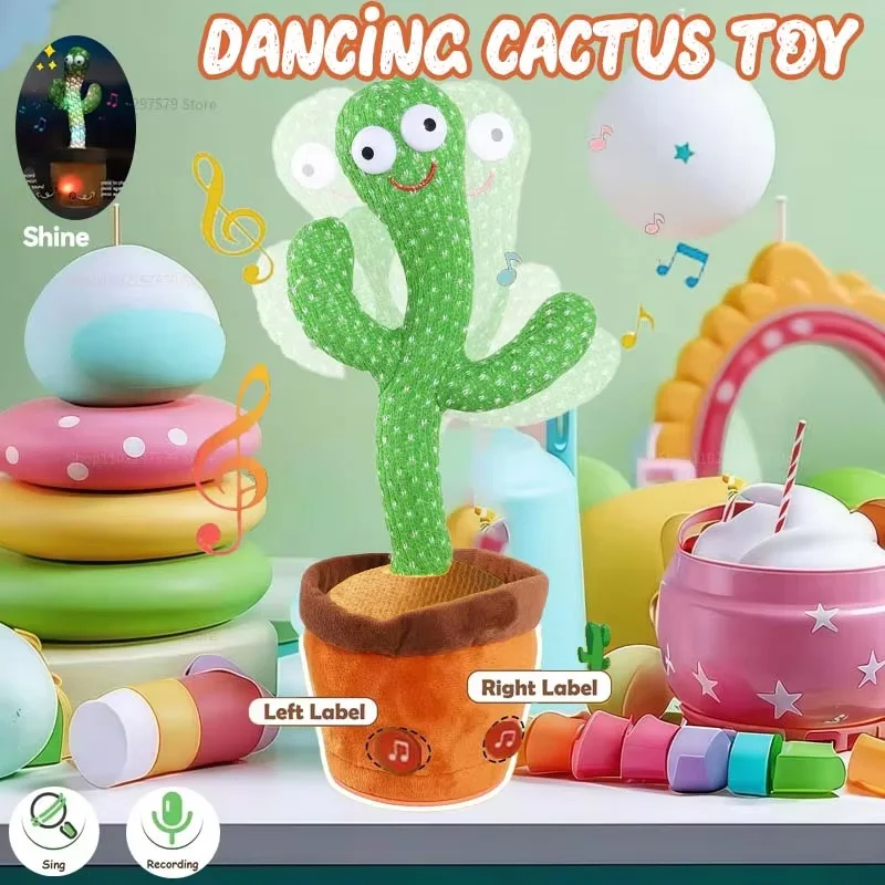 Dancing Talking Cactus Toy Kid Singing Mimicking Repeating Cactus Toy Baby Toddler Boy Girl Gift Recording Voice Interactive Fun